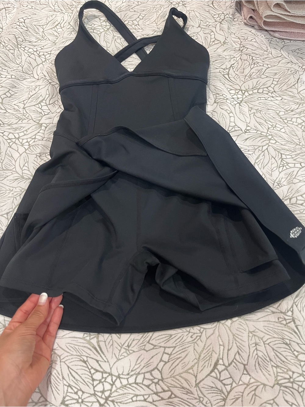 Free People Black V-Neck Fit-and-Flare Dress - Picture 10 of 11